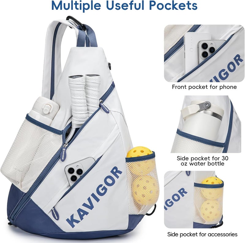KAVIGOR 2025 Pickleball Sling Bag, Convertible Ultra-Light Backpack with Skin-Soft Fabric & Wet/Dry Pocket, Fits 4 Paddles + Gear - Image 3